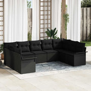 Set Divano da Giardino con archiviazione 9 pcs Nero polyrattan 3354192
