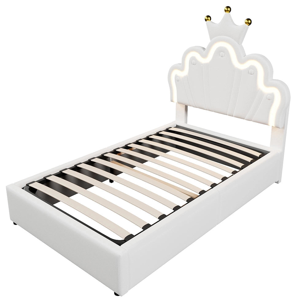 Letto principessa 90x200cm?- Xylo - corona LED bianco