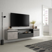 Mobile TV, 200x35x45cm, soggiorno, Per TV fino a 80", da appendere, grigio cemento RF2240