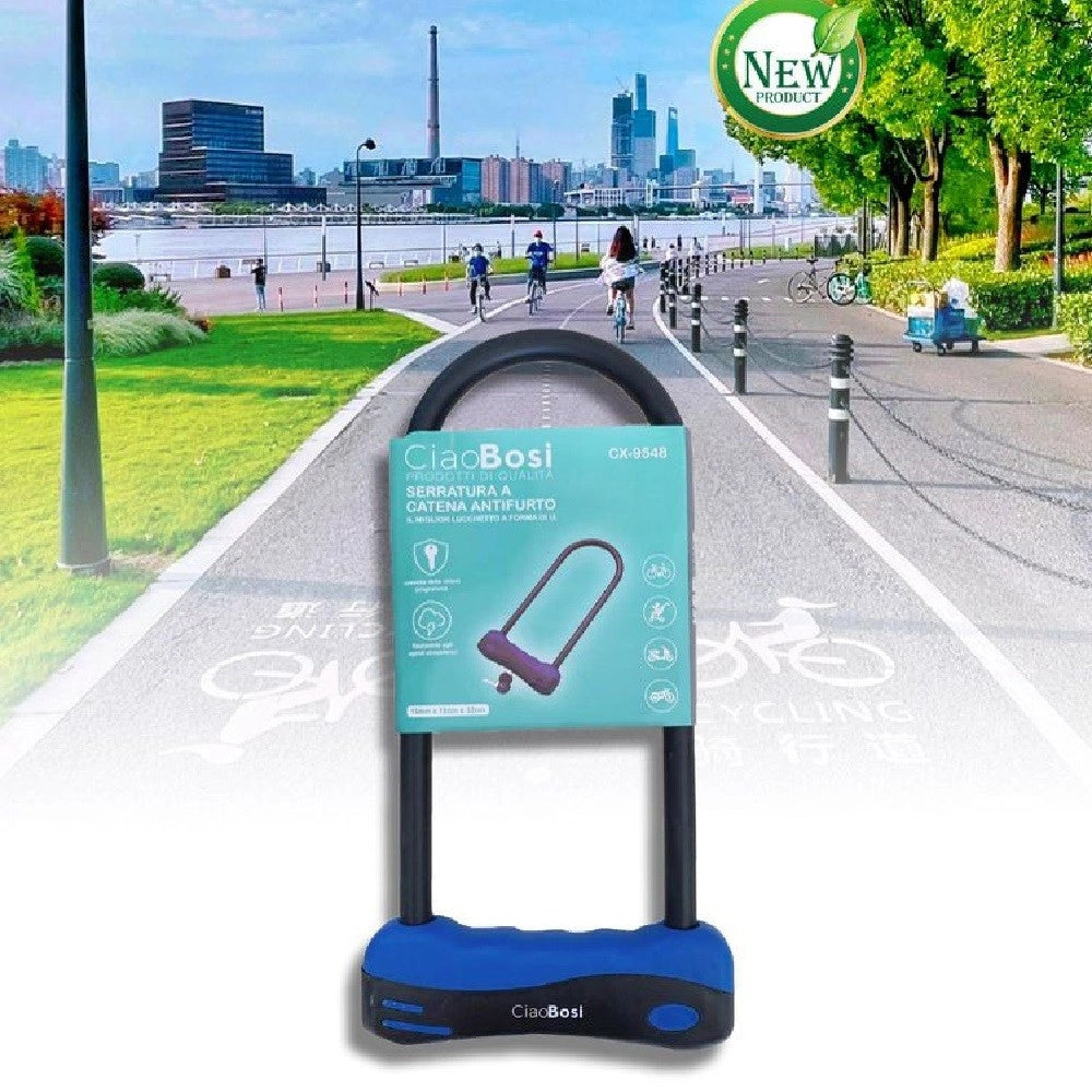 Trade Shop - Lucchetto Catena Catenaccio Acciaio Forma U Per Bici Bicicletta Moto Mtb Cx-9548 -