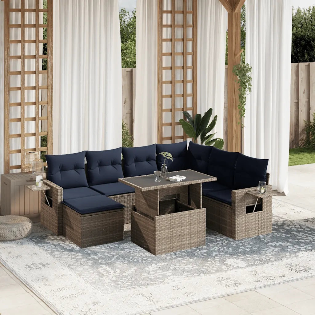 Set Divani da Giardino 8 pz con Cuscini Grigio in Polyrattan 3268071