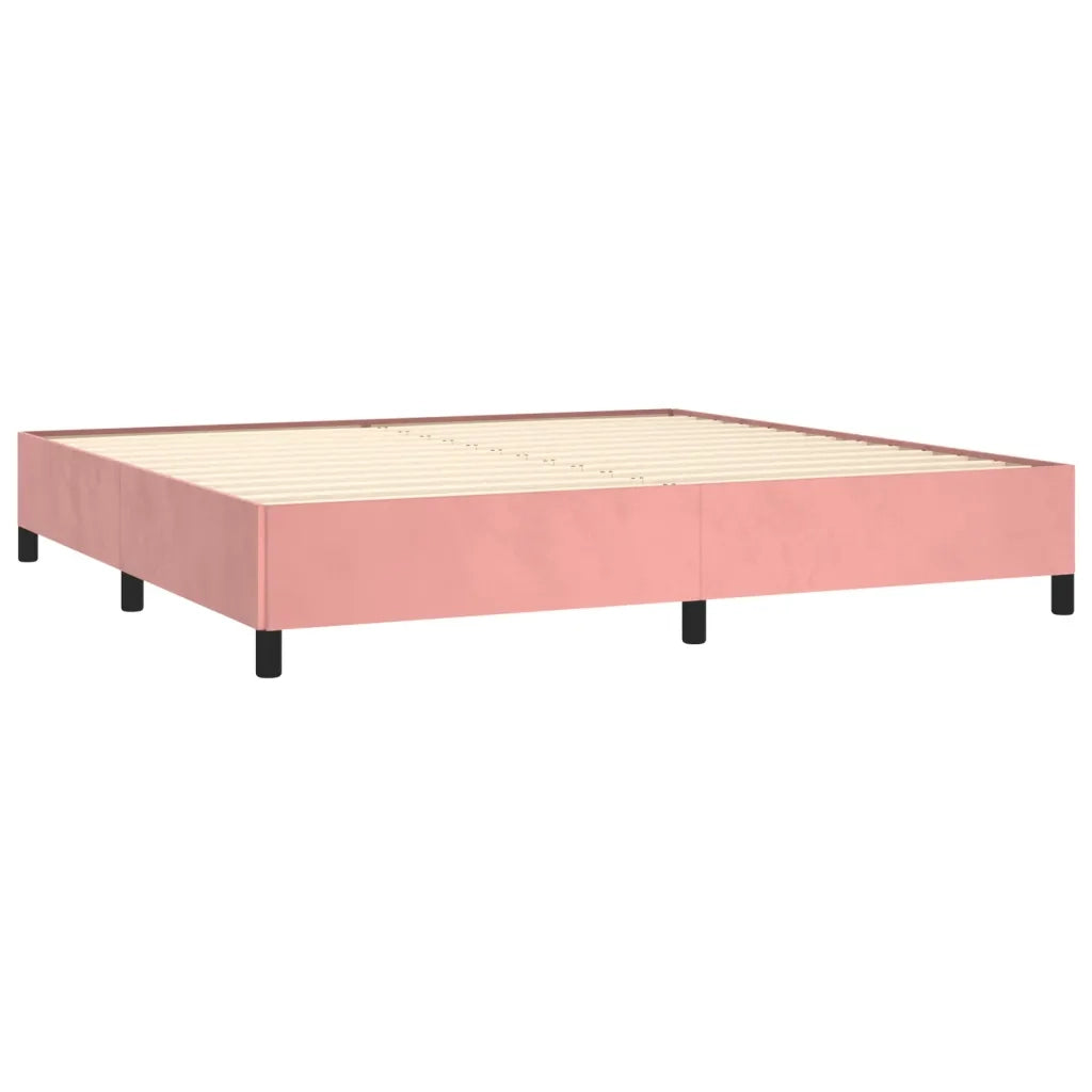 Giroletto a Molle con Materasso Rosa 200x200 cm in Velluto 3129356