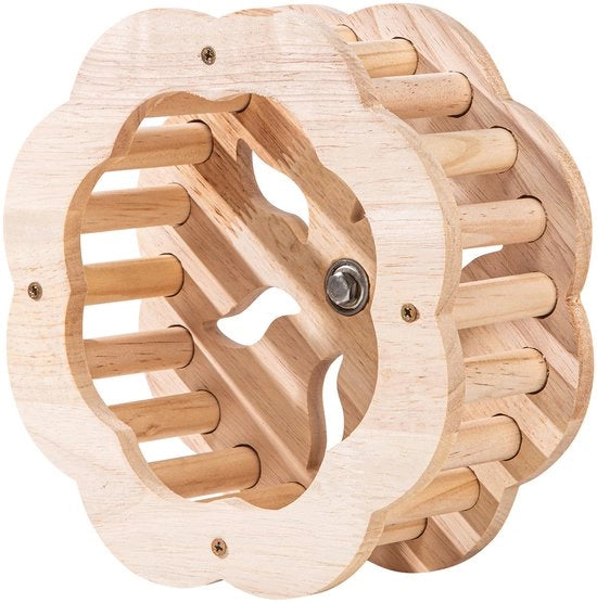 Accessorio per gabbia da uccello - Interattivo - Ruota di allenamento - 20 x 20 cm - Legno naturale