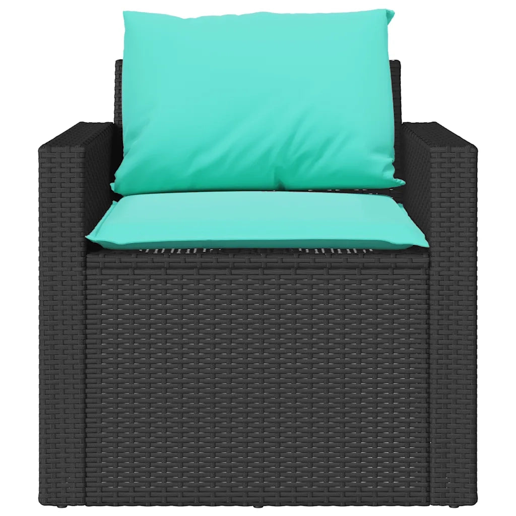 Set Divani da Giardino 4 pz | Set Salotto da Giardino con Cuscini Nero in Polyrattan