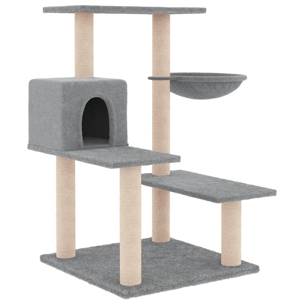 Albero per Gatti con Tiragraffi in Sisal Grigio Chiaro 82,5 cm CFW2363024