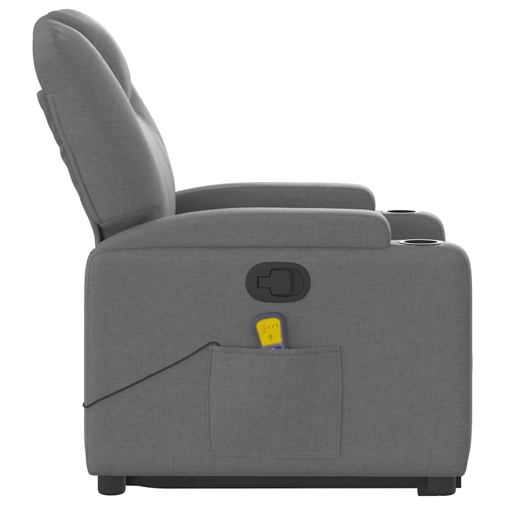 Divano Sedia-Poltrona Alzapersona Massaggi Reclinabile Grigio Scuro Tessuto 100422