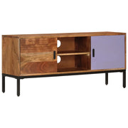 Mobile TV Marrone Miele e Grigio 110x30x50cm in Legno di Acacia cod mxl 24160