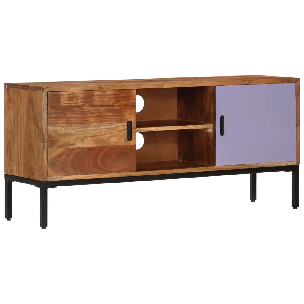 Mobile TV Marrone Miele e Grigio 110x30x50cm in Legno di Acacia cod mxl 24160