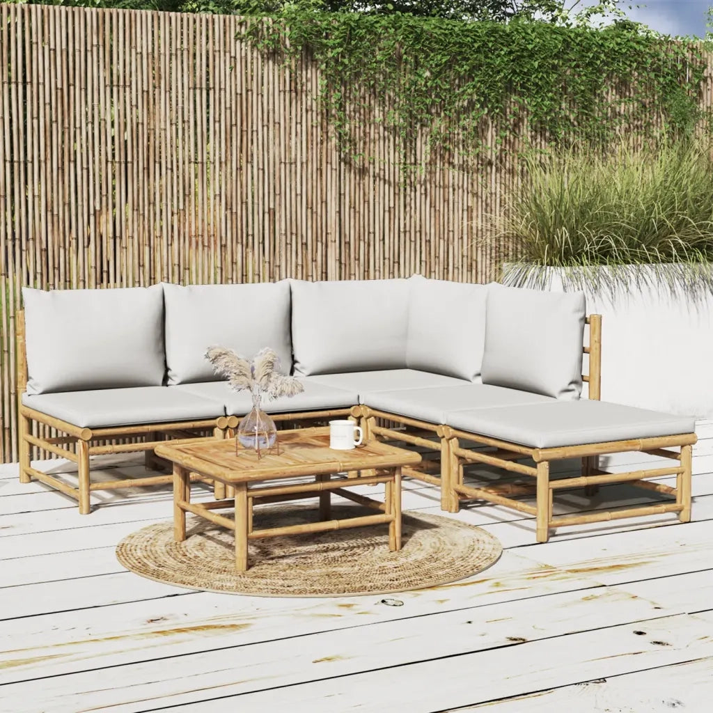 Set Salotto da Giardino 6pz con Cuscini Grigio Chiaro BambÃ¹cod mxl 100272