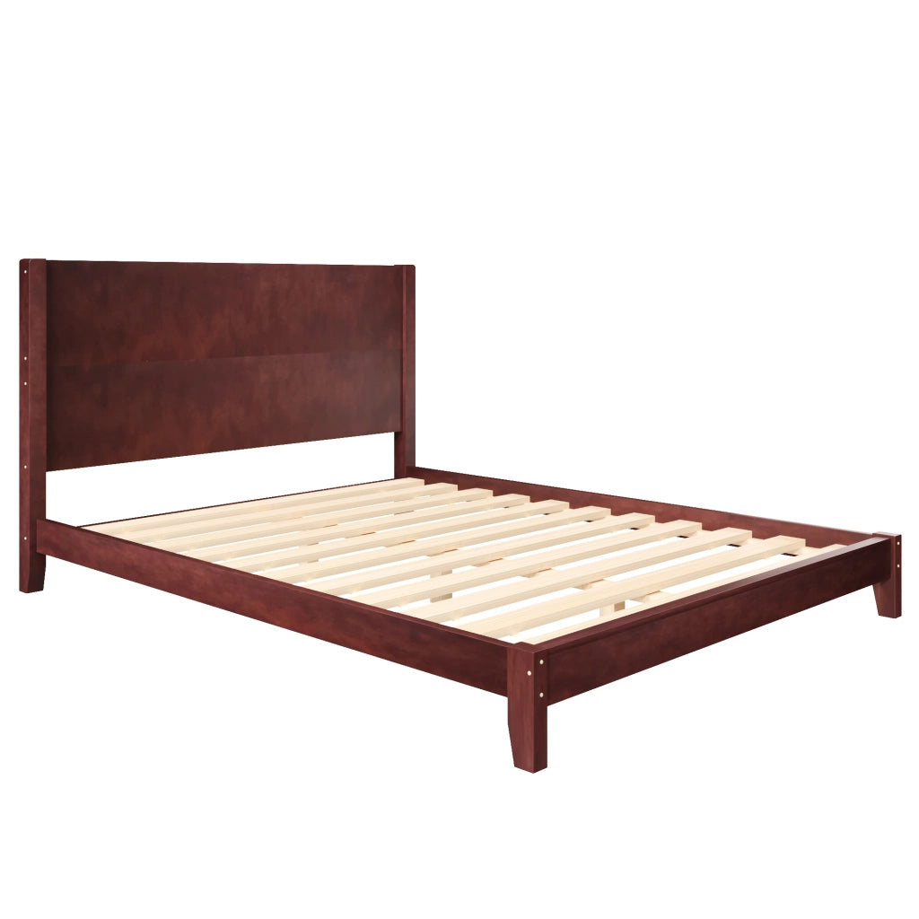 LETTO Piattaforma 160x200 cm con testiera e rete a doghe Marrone