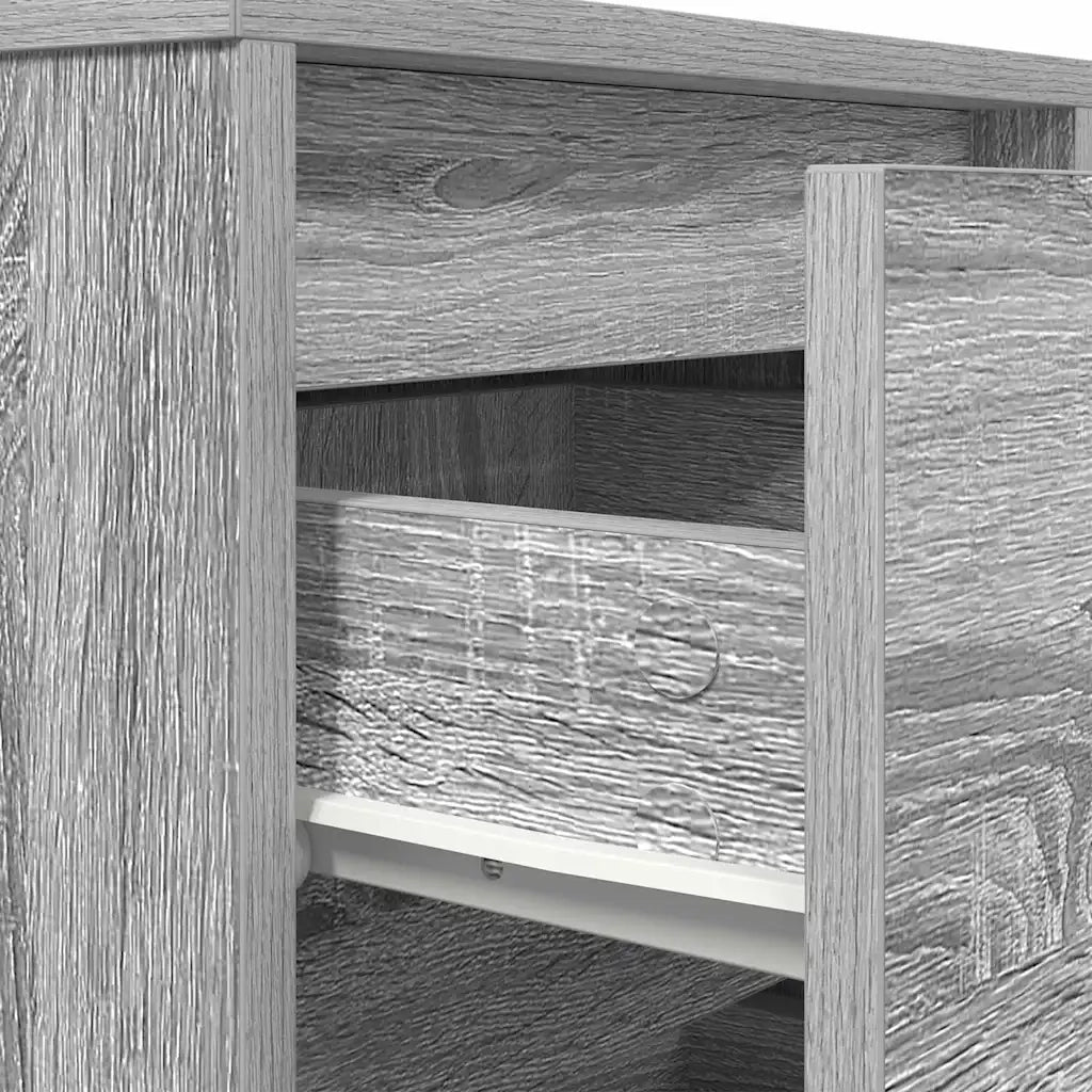 Comodino | Armadio da Notte | Mobiletto da notte con Luci LED Grigio Sonoma 38x34x50 cm