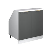 Mobile cucina sottotetto R-Line Antracite-oro/Bianco 80 cm con 2 porte, carcassa 60 cm profondità Vicco