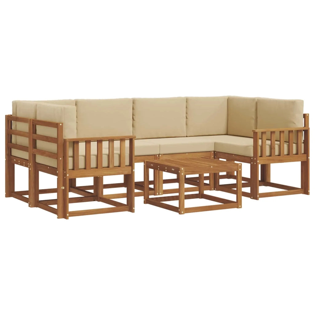 Set di divani da esterno con cuscino 7 pcs Naturale e Beige 3366076