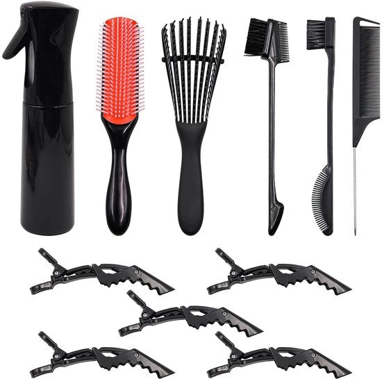 Set di Spazzola per Sciogliere i Capelli - Capelli Ricci - Leggero e Duraturo - 12 Pezzi - Flacone di Spray per Capelli - Adatto a Tutti i Tipi di Capelli - Perfetto per...