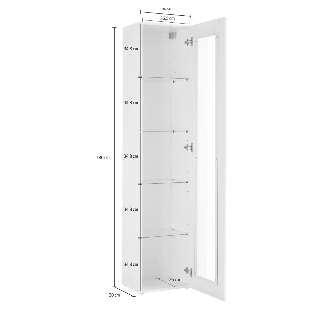 Mobile Espositore Vladimiro, Vetrina 4 Ripiani Made in Italy, 30x40x180h cm Bianco Lucido