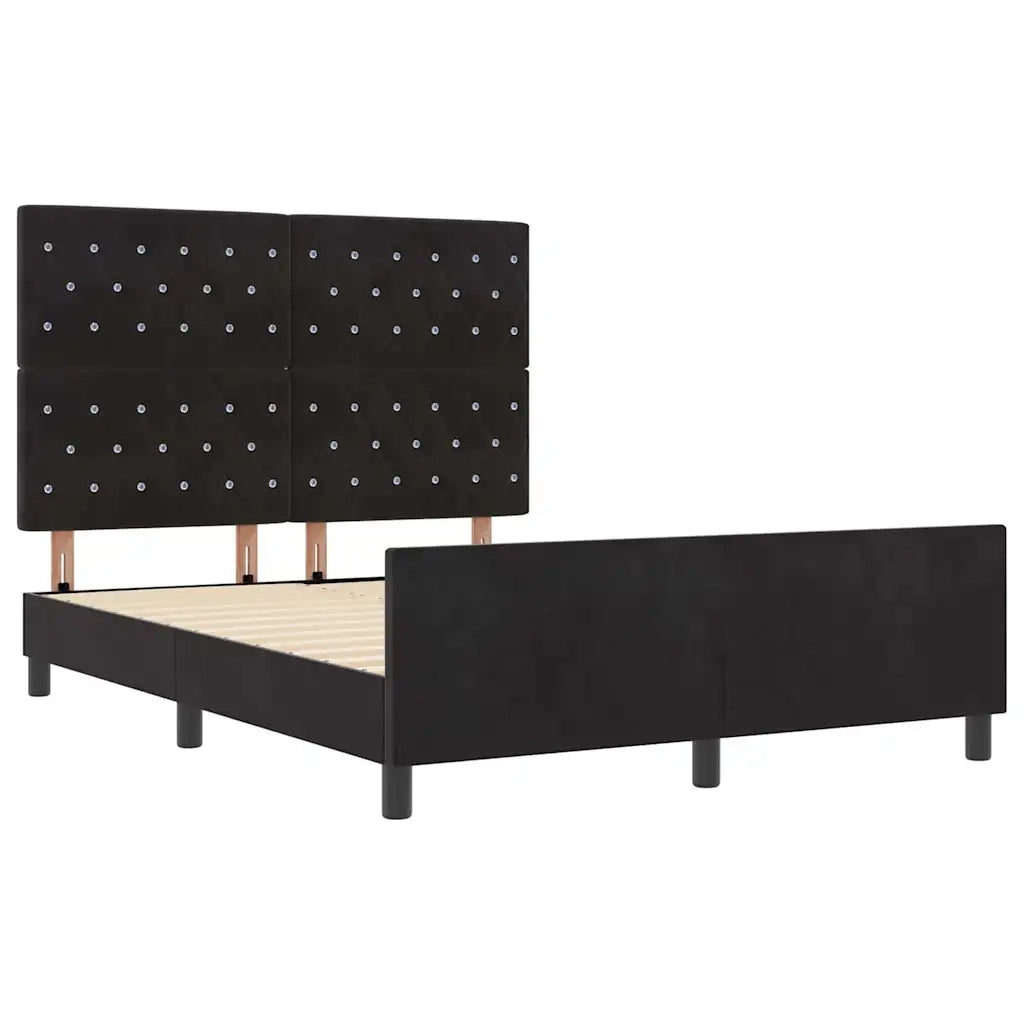 Letto a molle con testiera Nero 140 x 200 cm Velluto 3344881
