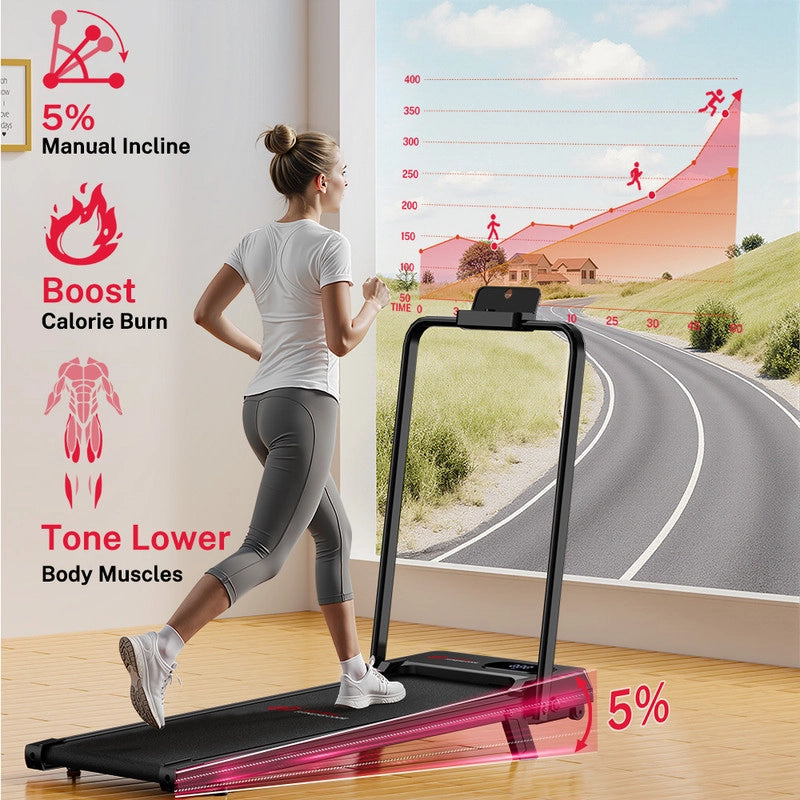 TAPIS ROULANT PIEGHEVOLE 2 IN 1 CON INCLINAZIONE MANUALE DEL 5%, NON RICHIEDE ASSEMBLAGGIO