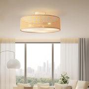 Plafoniera Ascot con Paralume Cilindrico - Effetto Rattan lux.pro