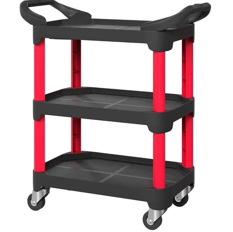 Carrello portautensili a 3 ripiani con ruote e freni, nero