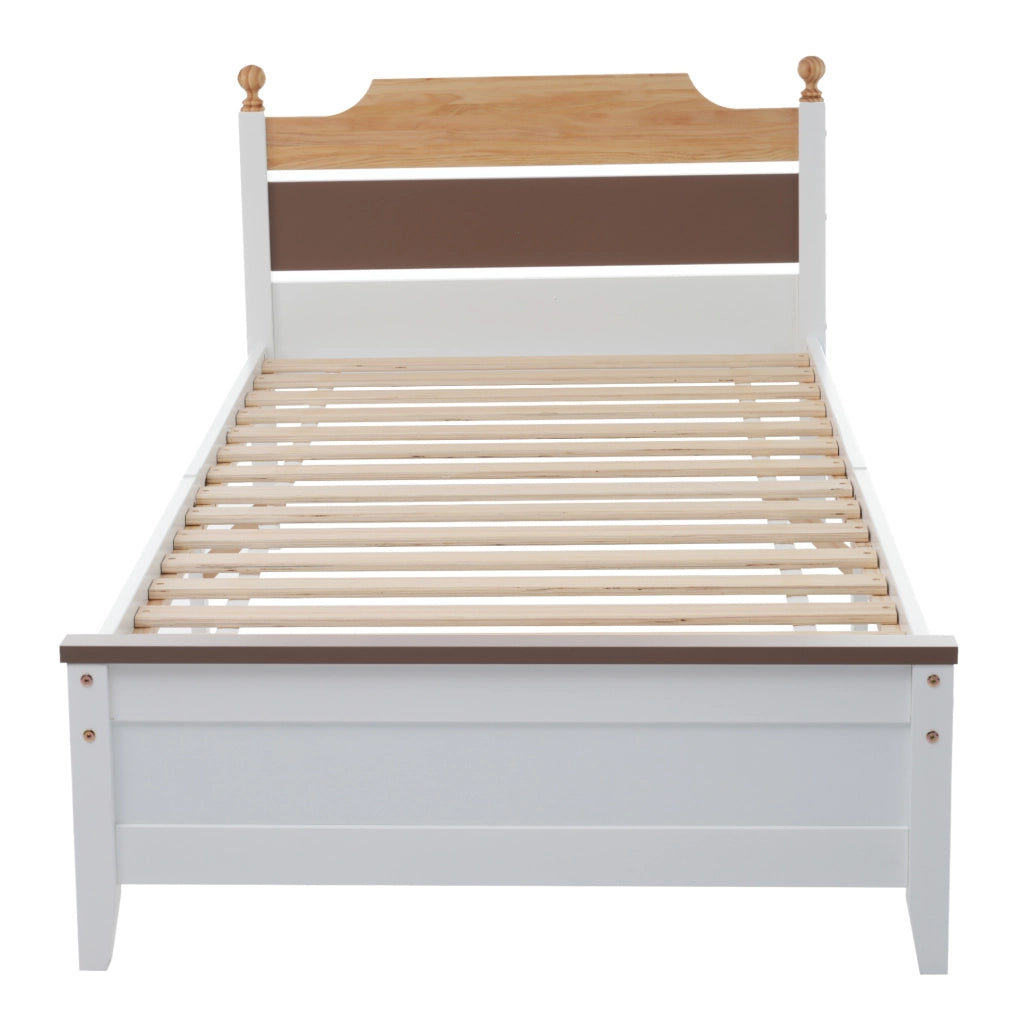 Letto singolo in pino e MDF bianco 90x200 cm