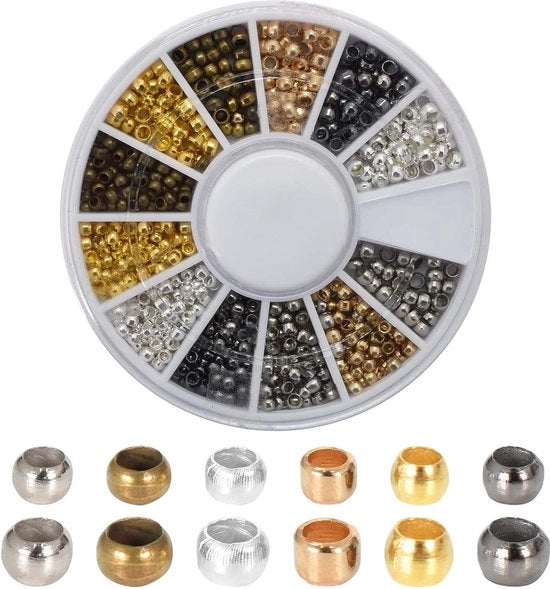 Set di spacer per gioielli a forma di anello rotondo misto 2 mm 25 mm con contenitore di conservazione per creare anelli, bracciali e collane 6 colori.