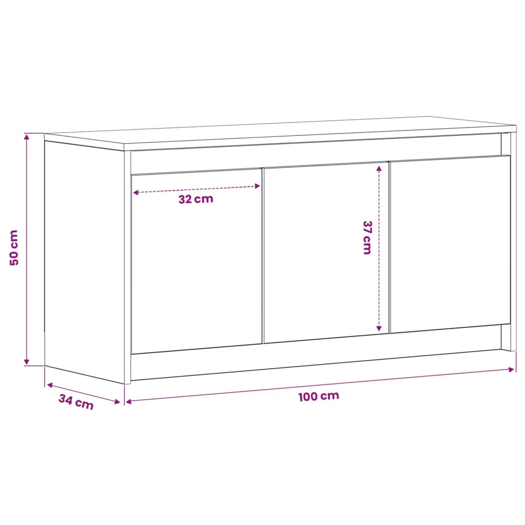 Mobile TV 100 x 34 x 50 cm Rovere Nero Legno ingegnerizzato 8010959