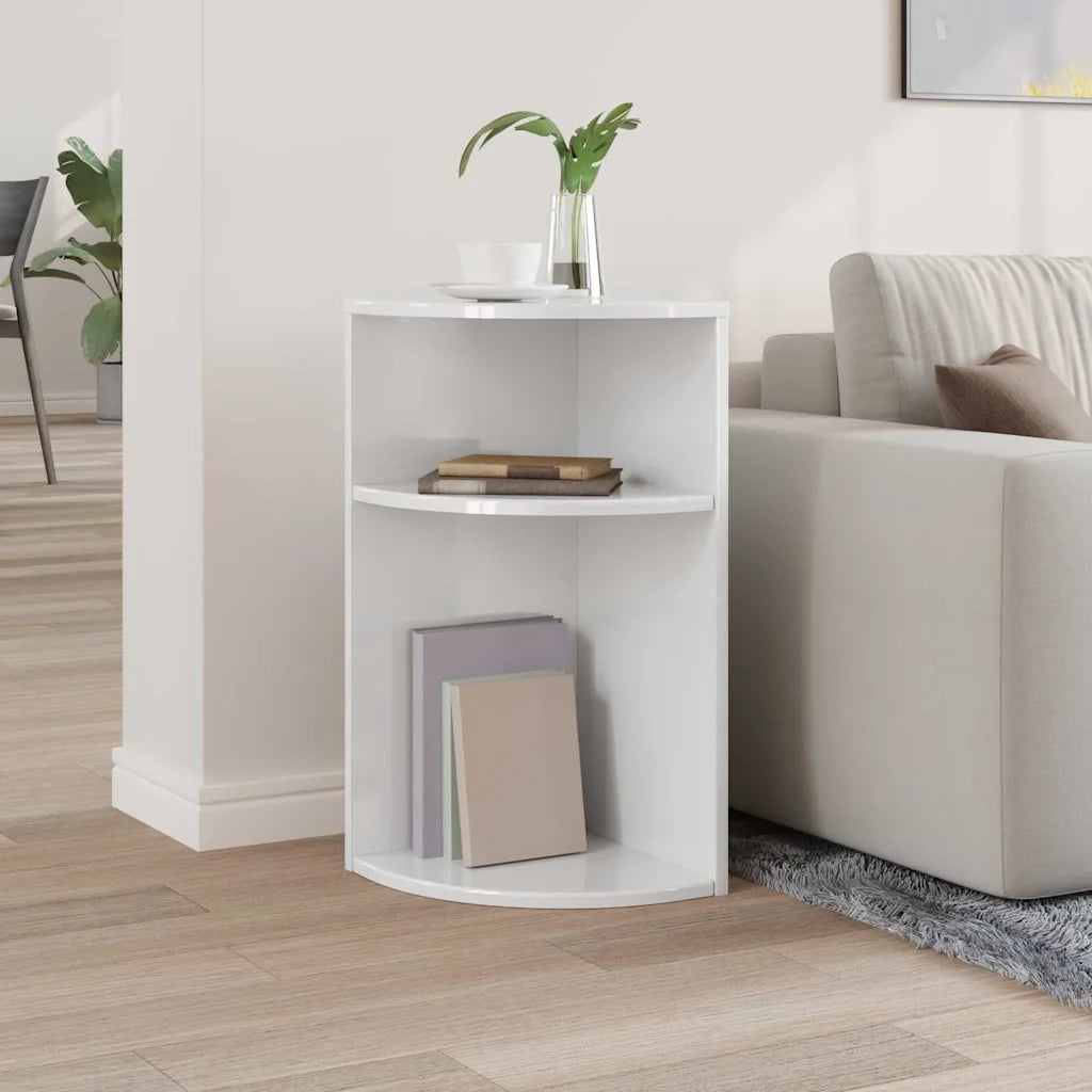 Tavolino | Tavolo laterale Bianco Lucido 29,6 x 29,6 x 60 cm Legno multistrato