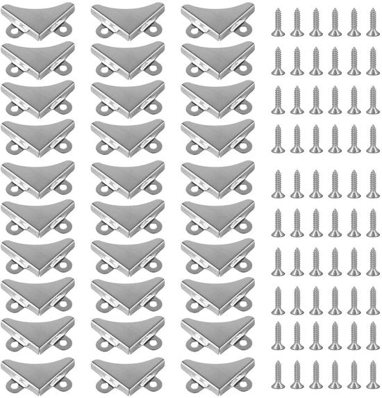 Set di 30 clip per angolo in metallo verniciato - Inclusi viti - Per specchi da bagno in vetro - Clip per angolo resistenti e stabili - 30 pezzi