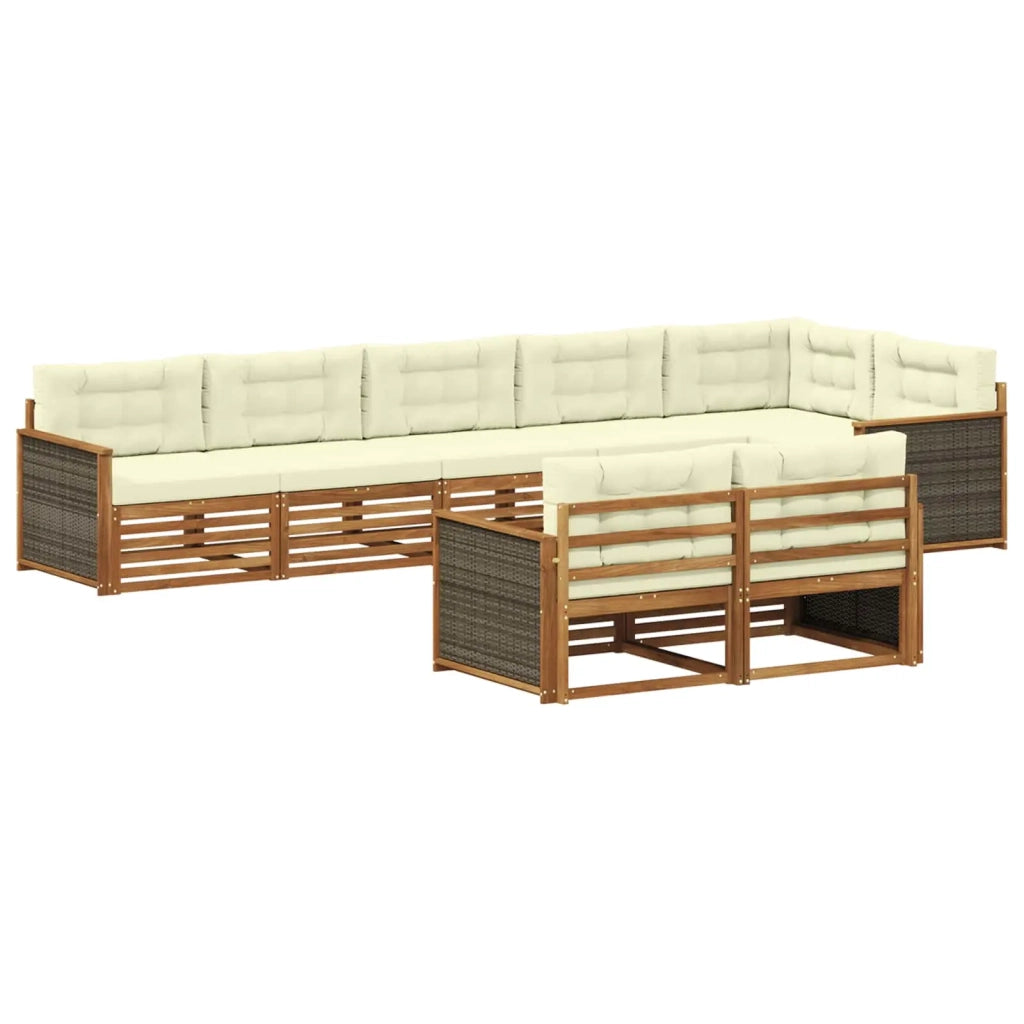 Set di divani da esterno con cuscino 8 pcs Naturale e Crema 3383498