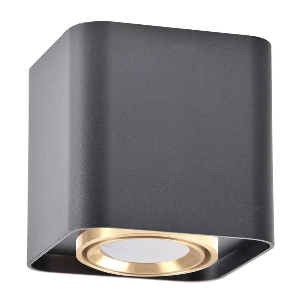 Plafoniera spot quadrata orientabile nero oro GU10 Polux