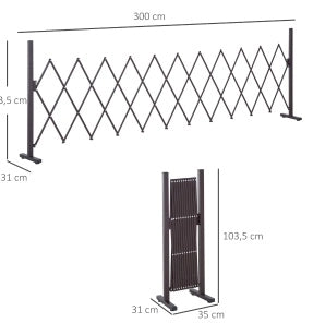 Griglia estensibile divisoria in alluminio marrone scuro; 52-405 cm con supporti