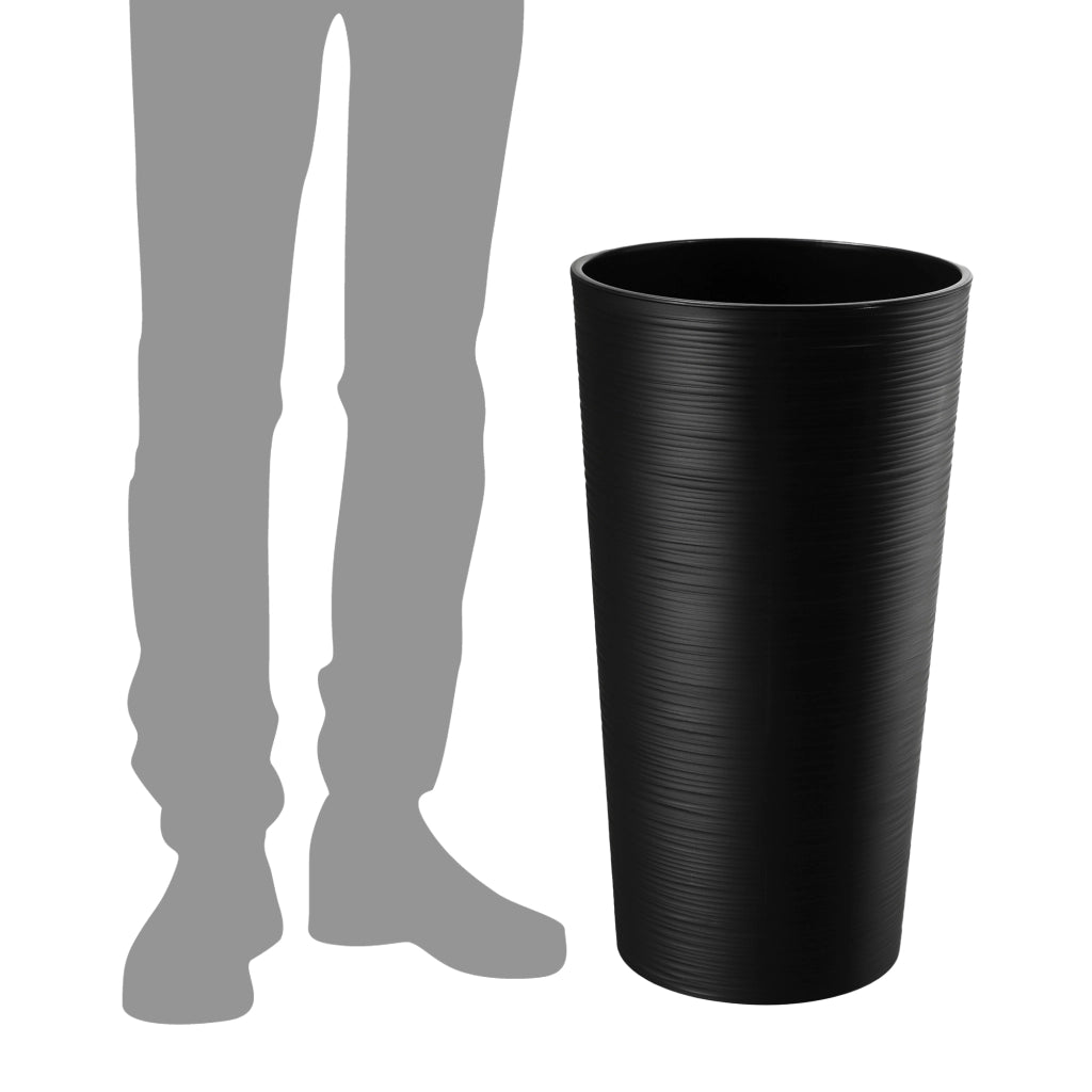 Vaso da fiori KADAX 47 cm con coperchio e inserto, vaso da fiori in plastica nero