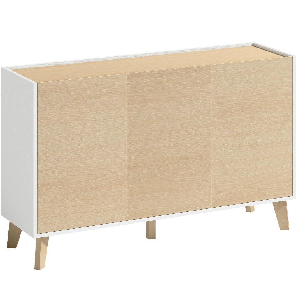 Mobile buffet nordico 120 cm bianco e legno naturale