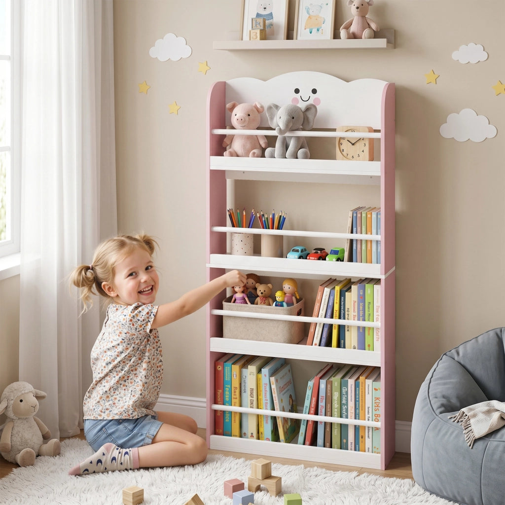Libreria per bambini 4 livelli ¨C zephmum ¨C rosa 80x24x