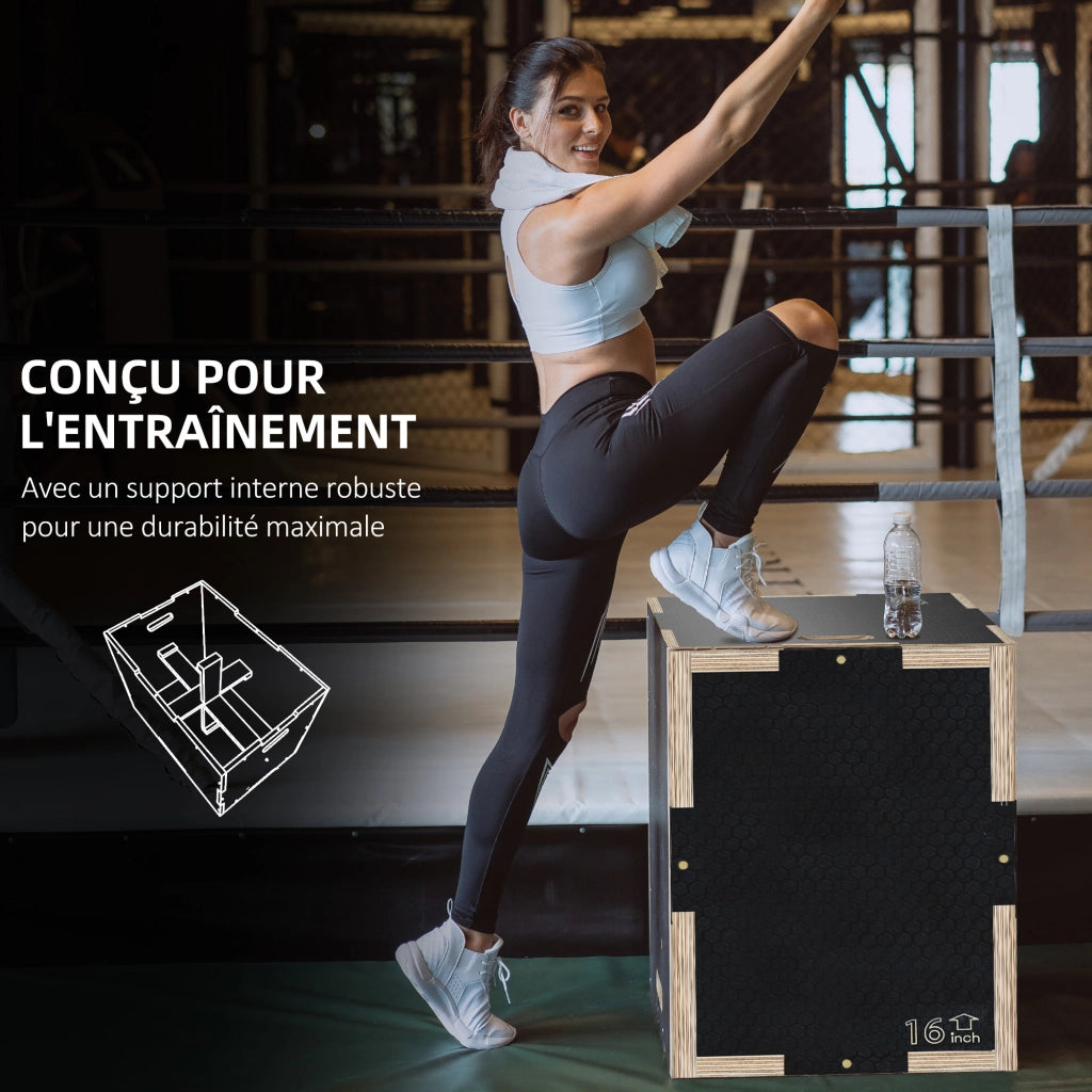 Box salto pliometrico 3 in 1 ¨C zephmum ¨C legno 30.5x35.5x40.5 cm