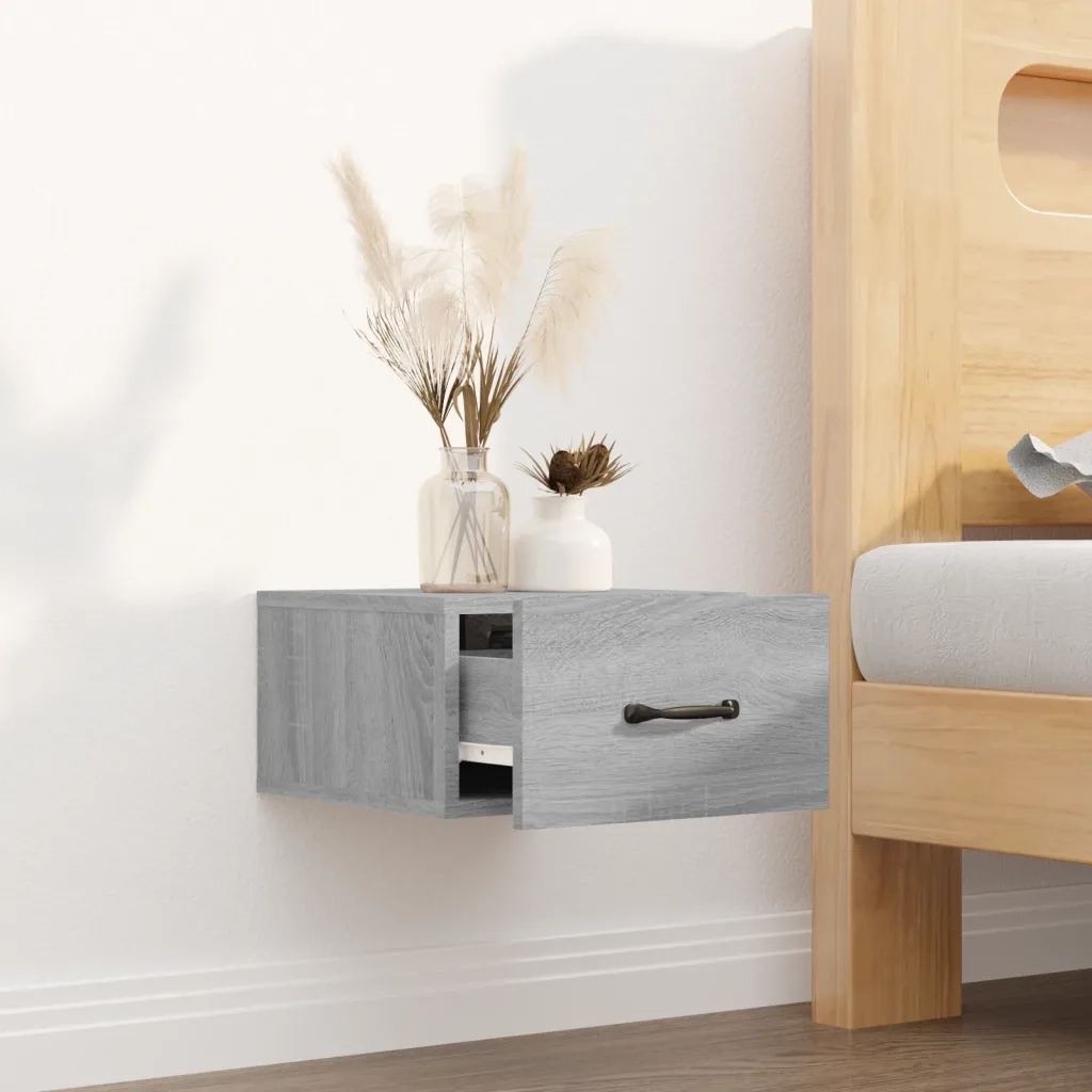 Comodino a Muro Grigio Sonoma 35x35x20 cm   cod mxl 30194