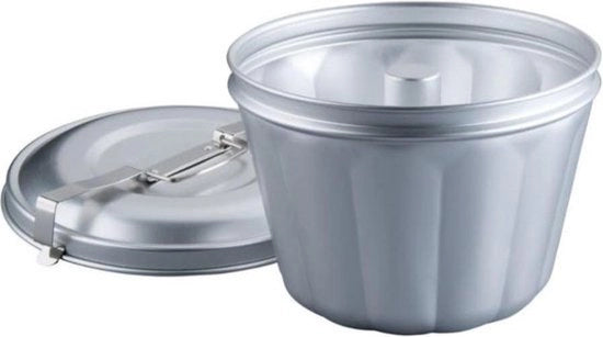 Pudding forma - Forma per bagnomaria in alluminio Ø 21 cm - Pudding con coperchio - Forma per torte e ciambelle - Forma per creatività da forno - Argento - 1 pezzo forma per pudding