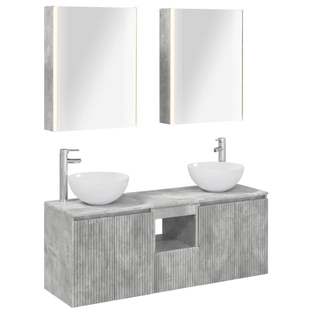 Set di Armadi da Bagno 5 pcs Grigio Cemento 53 x 15,5 x 70 cm 3406370