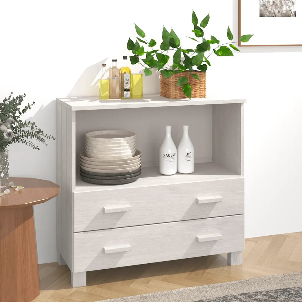Credenza | Madia | Buffet da pranzo | Armadio da pranzo HAMAR Bianca 85x35x80 cm in Legno Massello di Pino