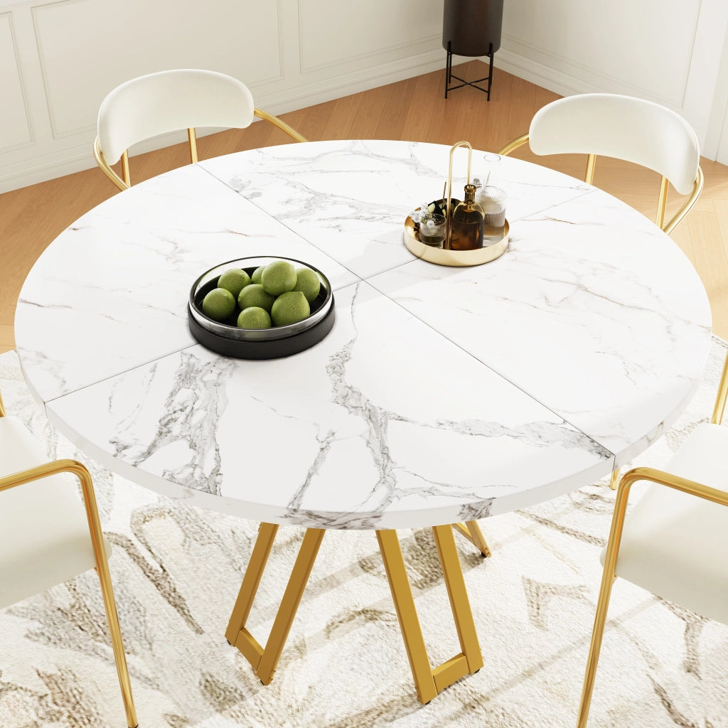Tavolo da pranzo rotondo con piedini regolabili; per sala da pranzo; soggiorno o ufficio; in MDF e metallo; 100×100×76 cm