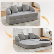 Divano letto 2 posti ¨C Minimal ¨C Chenille grigio chiaro con cuscini