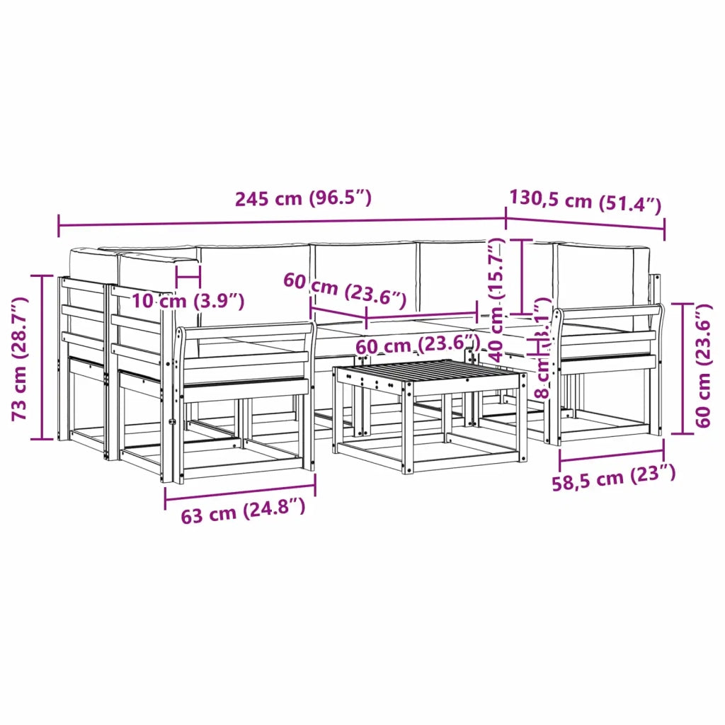 Set di divani da esterno 7 pz Bianco e Beige 3387317