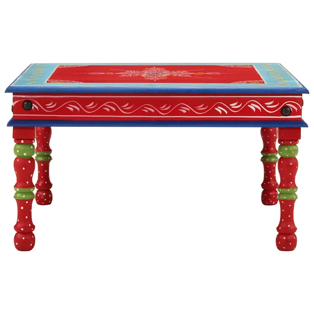 Tavolino Salotto Rosso Dipinto a Mano Legno Massello di Mango 353766