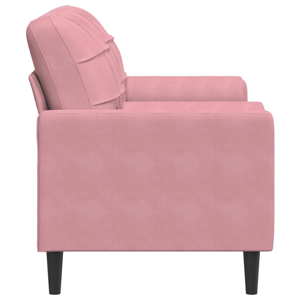 Divano a 2 Posti con Cuscini Rosa 140 cm in Velluto