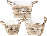 Set di scatole in legno antico, look shabby, forma trapezoidale, vas per piante, vaso per fiori, vasi per piante per la coltivazione o decorazione di fiori e giardino, 3 pezzi.