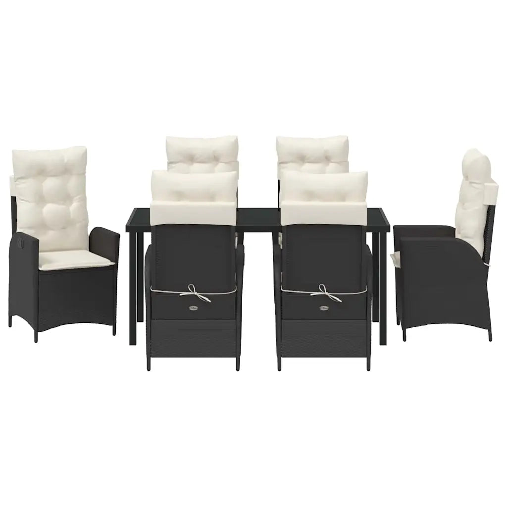 Set da Pranzo per Giardino con cuscino 7 pcs Nero polyrattan 3380481