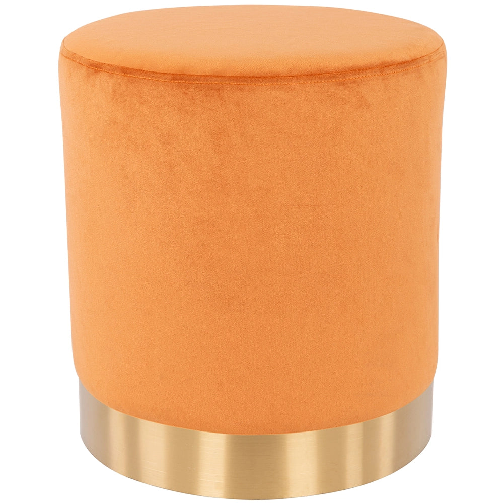 Pouf Poggiapiedi in Velluto Terracotta Struttura Legno 31x31x38 cm Base dorata Metallo