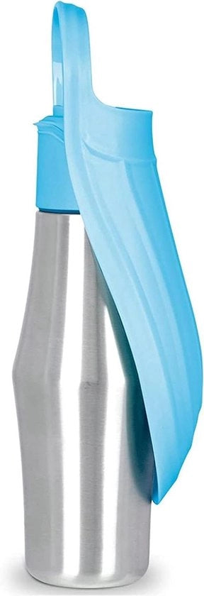 Flessa da Viaggio in Acciaio Inossidabile per Cani 4 in 1 - Dispensatore di Acqua per Cani - Bebore per Cani da Portare in Giro - Funzione 4 in 1 per Cani