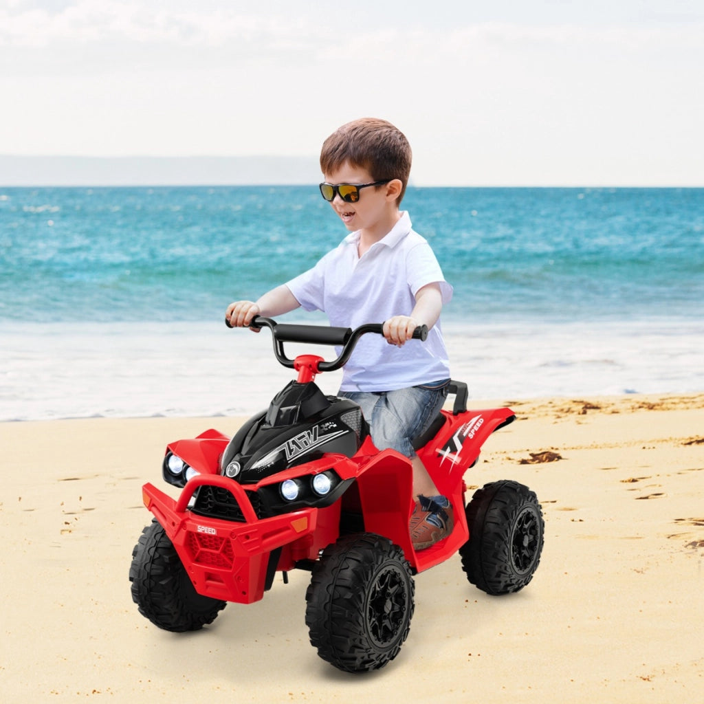 ATV elettrico per bambini a 12V, Veicolo a batteria con velocit¨¤ alta o bassa sedile comodo ruote larghe corno Rosso-Macchinine giocattoli