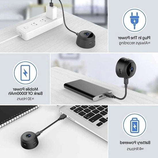 Mini Camera di Sorveglianza Wi-Fi 1080p con Sensore di Movimento e Visione Notturna - Adatta per Interno ed Esterno